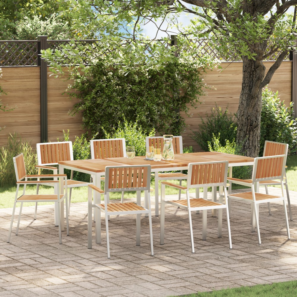 Scaune de Grădină vidaXL Stivuite 8 pcs 54.5x56x87 cm Lemn Solid de Tec