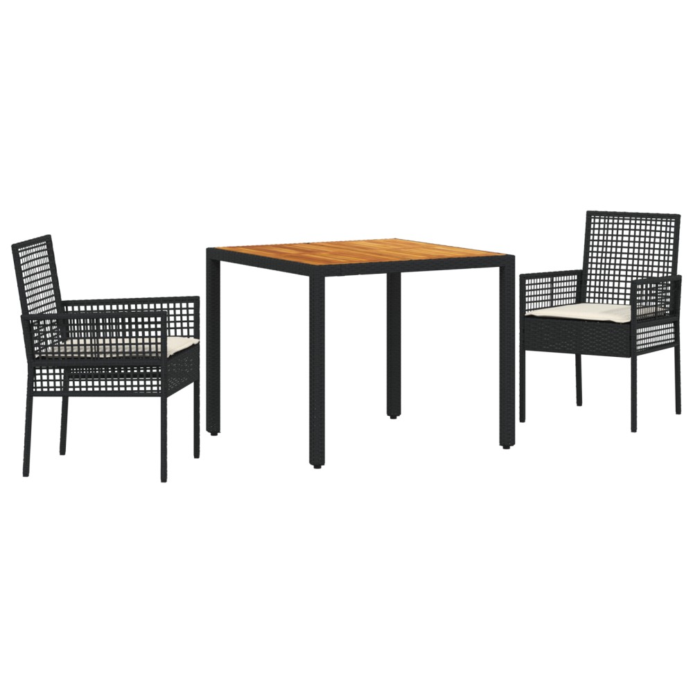 Set Mobilier Dining vidaXL Set 3 piese Negru Lemn Durabil