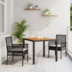 Set Mobilier Dining vidaXL Set 3 piese Negru Lemn Durabil Set Mobilier Dining vidaXL Set 3 piese Negru Lemn Durabil