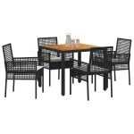 vidaXL Set dining 5 piese cu perne Gri din poliratan