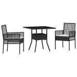 vidaXL Set de dining pentru grădină 3 piese Ratan negru vidaXL Set de dining pentru grădină 3 piese Ratan negru