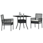 vidaXL Set de dining pentru grădină 3 piese Gri din Poliratan vidaXL Set de dining pentru grădină 3 piese Gri din Poliratan