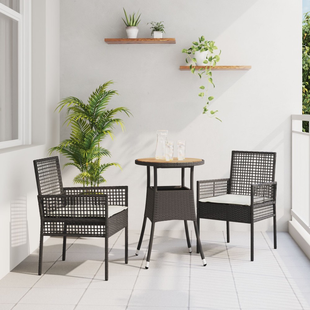 vidaXL Set de dining pentru grădină 3 piese gri din poliratan
