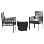 vidaXL Set Bistro de Grădină 3 pcs Negru Rattan poli vidaXL Set Bistro de Grădină 3 pcs Negru Rattan poli