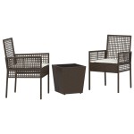 vidaXL Set Bistro de Grădină 3 pcs Maro Rattan poli vidaXL Set Bistro de Grădină 3 pcs Maro Rattan poli