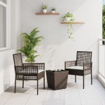 vidaXL Set Bistro de Grădină 3 pcs Maro Rattan poli vidaXL Set Bistro de Grădină 3 pcs Maro Rattan poli
