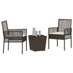 vidaXL Set Bistro de Grădină 3 pcs Maro Rattan poli vidaXL Set Bistro de Grădină 3 pcs Maro Rattan poli