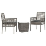vidaXL Set Bistro de Grădină 3 pcs Gri Rattan poli vidaXL Set Bistro de Grădină 3 pcs Gri Rattan poli