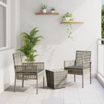 vidaXL Set Bistro de Grădină 3 pcs Gri Rattan poli vidaXL Set Bistro de Grădină 3 pcs Gri Rattan poli