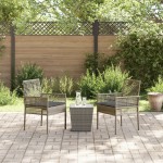 vidaXL Set Bistro de Grădină 3 pcs Gri Rattan poli vidaXL Set Bistro de Grădină 3 pcs Gri Rattan poli