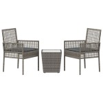vidaXL Set Bistro de Grădină 3 pcs Gri Rattan poli vidaXL Set Bistro de Grădină 3 pcs Gri Rattan poli