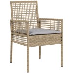 vidaXL Set Bistro de Grădină 3 pcs Bej Rattan poli