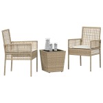 vidaXL Set Bistro de Grădină 3 pcs Bej Rattan poli