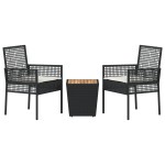 vidaXL Set Bistro de Grădină 3 pcs Negru Rattan poli vidaXL Set Bistro de Grădină 3 pcs Negru Rattan poli