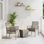 vidaXL Set Bistro de Grădină 3 pcs Gri Rattan poli vidaXL Set Bistro de Grădină 3 pcs Gri Rattan poli