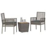 vidaXL Set Bistro de Grădină 3 pcs Gri Rattan poli vidaXL Set Bistro de Grădină 3 pcs Gri Rattan poli