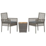 vidaXL Set Bistro de Grădină 3 pcs Gri Rattan poli vidaXL Set Bistro de Grădină 3 pcs Gri Rattan poli