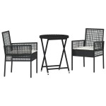 vidaXL Set Bistro de Grădină 3 pcs Negru Rattan poli vidaXL Set Bistro de Grădină 3 pcs Negru Rattan poli