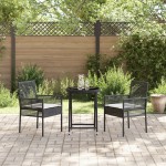 vidaXL Set Bistro de Grădină 3 pcs Negru Rattan poli vidaXL Set Bistro de Grădină 3 pcs Negru Rattan poli