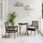 vidaXL Set Bistro de Grădină 3 pcs Maro Rattan poli vidaXL Set Bistro de Grădină 3 pcs Maro Rattan poli