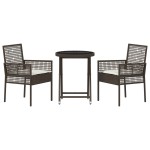 vidaXL Set Bistro de Grădină 3 pcs Maro Rattan poli vidaXL Set Bistro de Grădină 3 pcs Maro Rattan poli