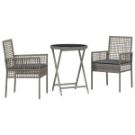 vidaXL Set Bistro de Grădină 3 pcs Gri Rattan poli vidaXL Set Bistro de Grădină 3 pcs Gri Rattan poli