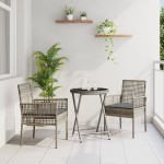 vidaXL Set Bistro de Grădină 3 pcs Gri Rattan poli vidaXL Set Bistro de Grădină 3 pcs Gri Rattan poli