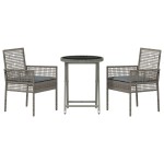 vidaXL Set Bistro de Grădină 3 pcs Gri Rattan poli vidaXL Set Bistro de Grădină 3 pcs Gri Rattan poli