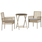 vidaXL Set Bistro de Grădină 3 pcs Bej Rattan poli vidaXL Set Bistro de Grădină 3 pcs Bej Rattan poli