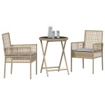vidaXL Set Bistro de Grădină 3 pcs Bej Rattan poli vidaXL Set Bistro de Grădină 3 pcs Bej Rattan poli