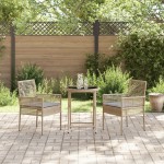 vidaXL Set Bistro de Grădină 3 pcs Bej Rattan poli vidaXL Set Bistro de Grădină 3 pcs Bej Rattan poli