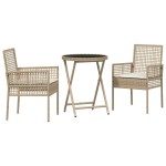 vidaXL Set Bistro de Grădină 3 pcs Bej Rattan poli vidaXL Set Bistro de Grădină 3 pcs Bej Rattan poli