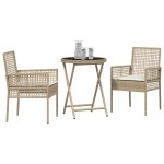 vidaXL Set Bistro de Grădină 3 pcs Bej Rattan poli vidaXL Set Bistro de Grădină 3 pcs Bej Rattan poli