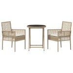 vidaXL Set Bistro de Grădină 3 pcs Bej Rattan poli vidaXL Set Bistro de Grădină 3 pcs Bej Rattan poli