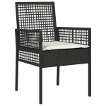 Set Bistro de Grădină 3 Piese cu Perne Negru Poliratan Set Bistro de Grădină 3 Piese cu Perne Negru Poliratan