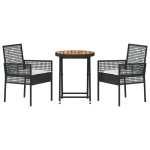 Set Bistro de Grădină 3 Piese cu Perne Negru Poliratan Set Bistro de Grădină 3 Piese cu Perne Negru Poliratan
