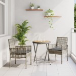 Set Bistro de Grădină vidaXL 3 Piese cu Perne Gri din Poliratan Set Bistro de Grădină vidaXL 3 Piese cu Perne Gri din Poliratan