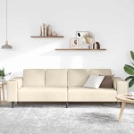 vidaXL Sofa din material textil Crem 208 cm Țesătură de catifea