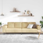 vidaXL Sofa din material textil Gri Verde 208 cm Țesătură de catifea