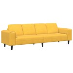 vidaXL Sofa din material textil Galben Deschis Țesătură de catifea