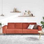 vidaXL Sofa din material textil Roșu portocalie Țesătură de catifea