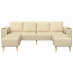 vidaXL Set de canapea Crem țesătură