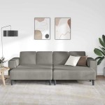 vidaXL Sofa din material textil Gri deschis Țesătură de catifea