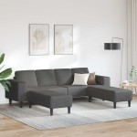 vidaXL Sofa din material textil Gri închis Țesătură de catifea