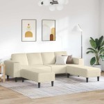 vidaXL Sofa din material textil Crem 208 cm Țesătură de catifea