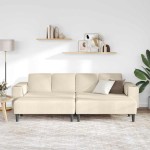 vidaXL Sofa din material textil Crem 208 cm Țesătură de catifea