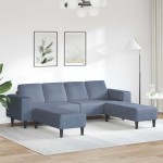 vidaXL Sofa din material textil cu pernă albastru Țesătură de catifea