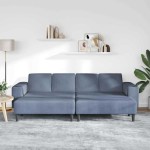 vidaXL Sofa din material textil cu pernă albastru Țesătură de catifea