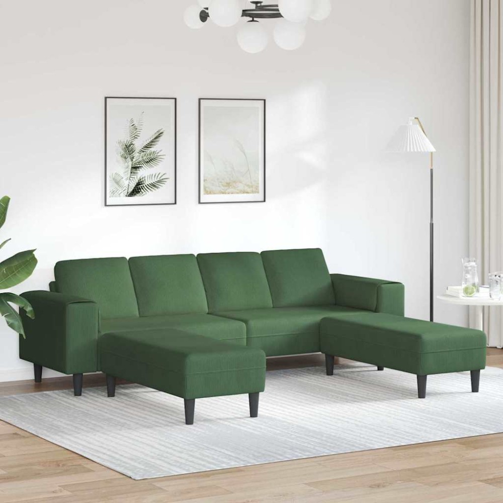 vidaXL Sofa din material textil Verde închis Țesătură de catifea