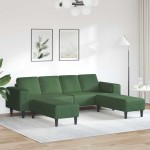 vidaXL Sofa din material textil Verde închis Țesătură de catifea